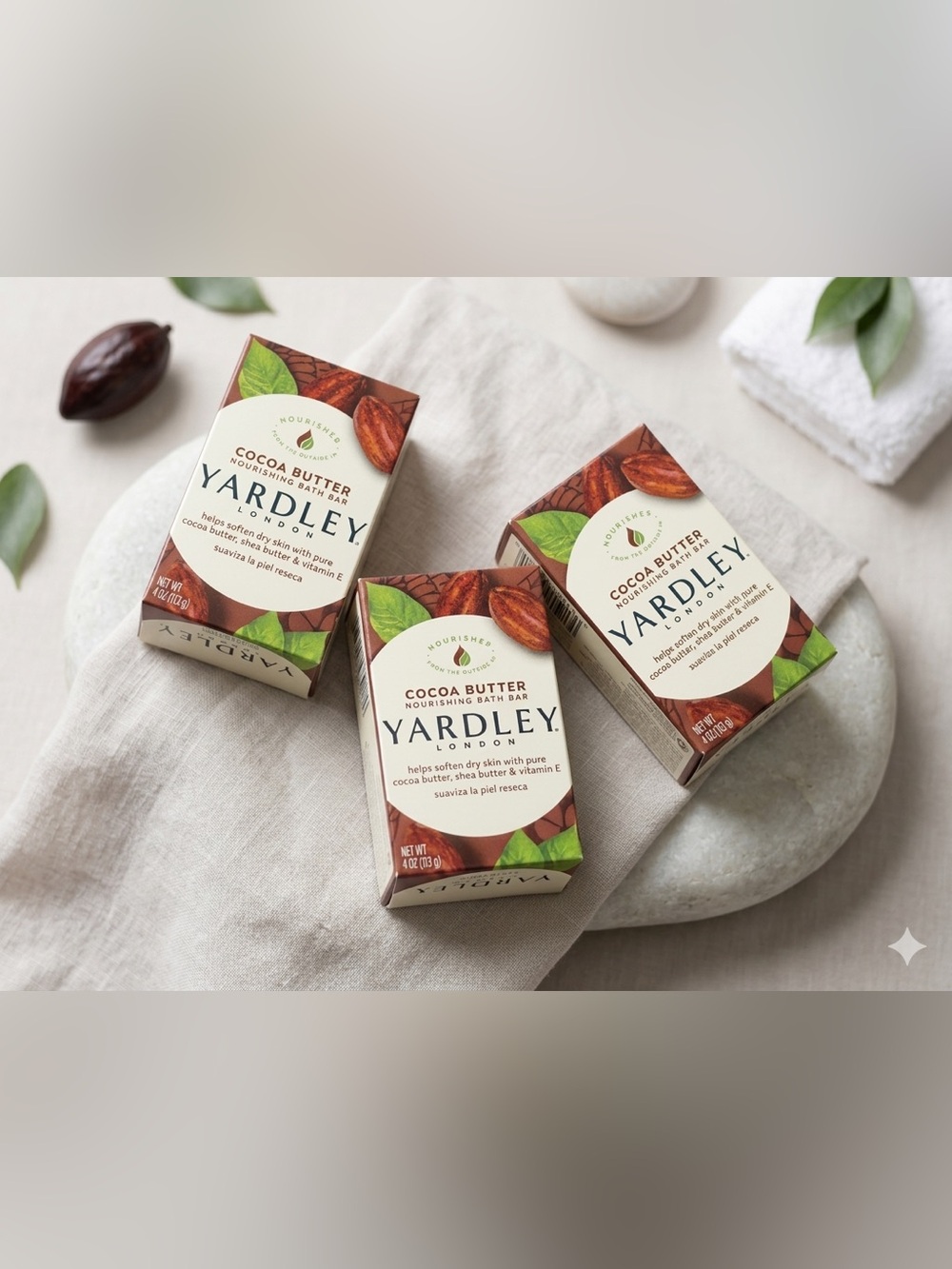 Yardley London Cocoa Butter & Vitamin E Nourishing Bath Bar Bundle - Set of 3